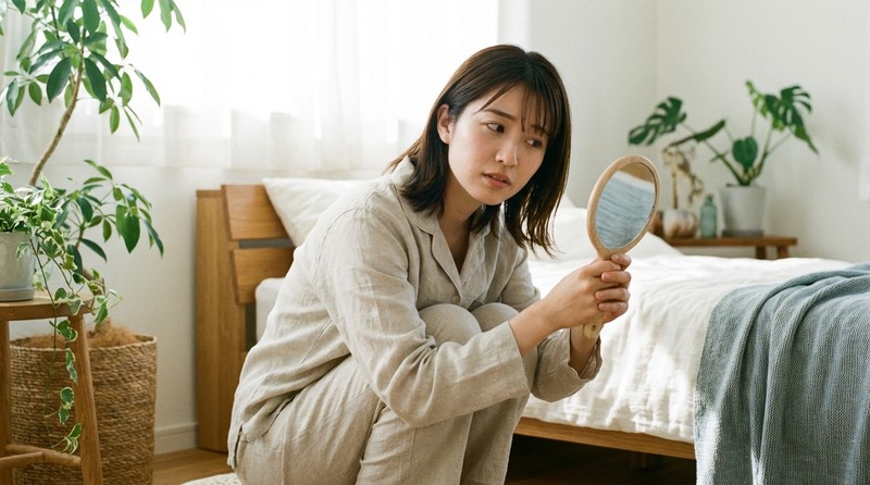 まず鏡でデリケートゾーンを確認するイメージ写真