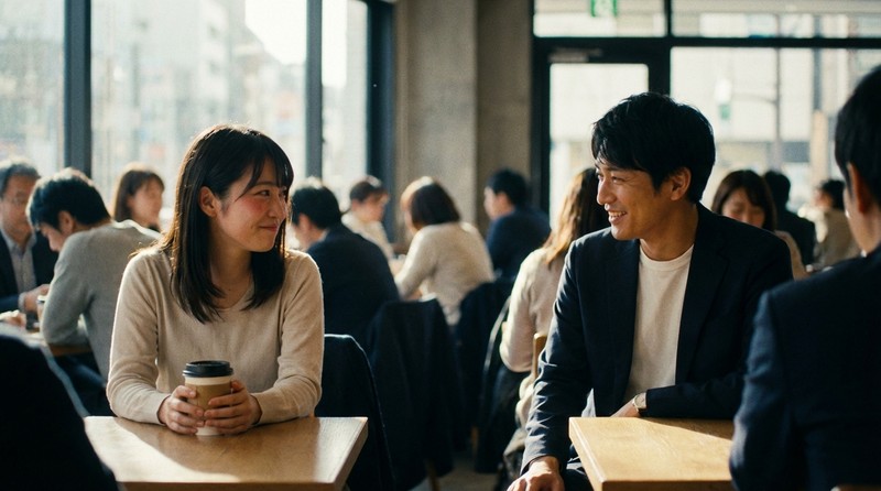 何度も目が合うシーンのイメージ写真