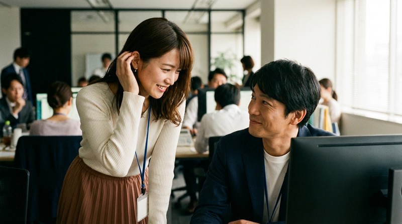 職場での脈ありサインシーンのイメージ写真