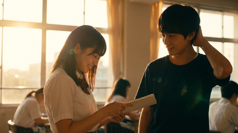 学校での脈ありサインシーンのイメージ写真