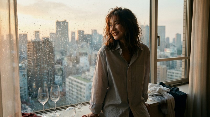 楽しかったと割り切る女性のイメージ写真