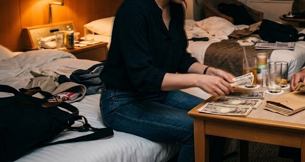 大人ありだと3〜5万円のお小遣いを数えているシーンのイメージ写真