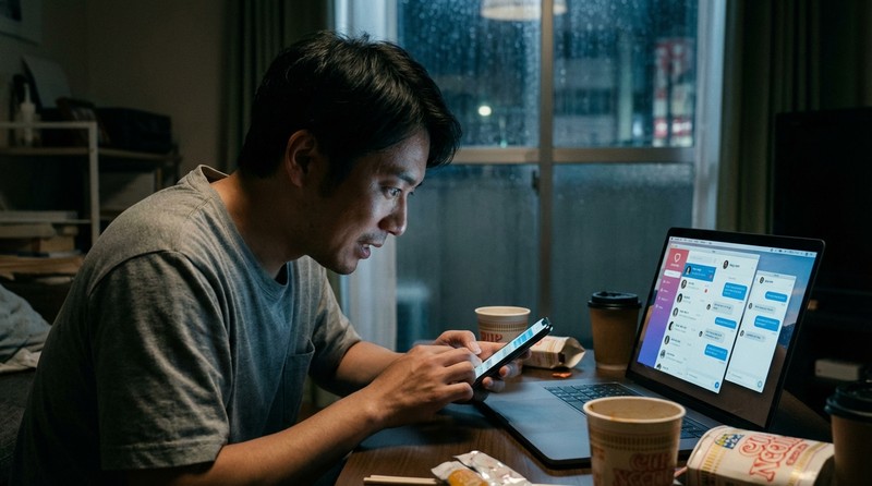 メッセージのやり取りを増やせば会えると思っているシーンのイメージ写真