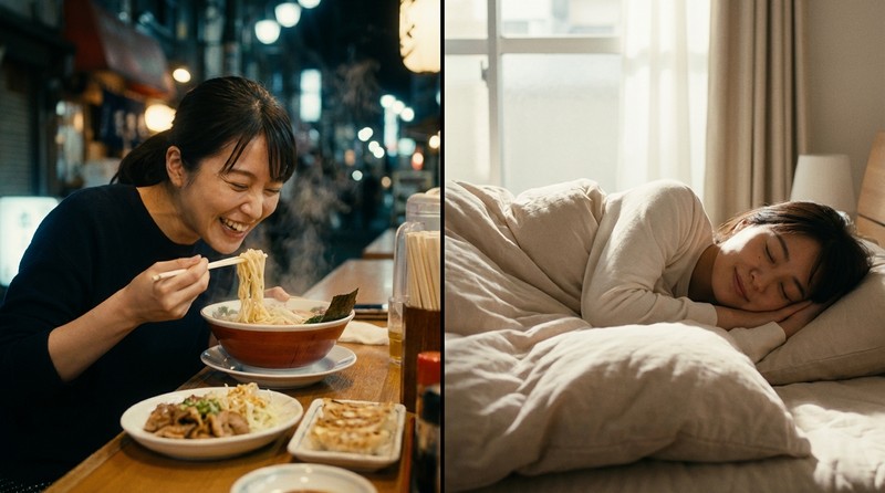 食欲・睡眠欲が旺盛な女性のイメージ写真