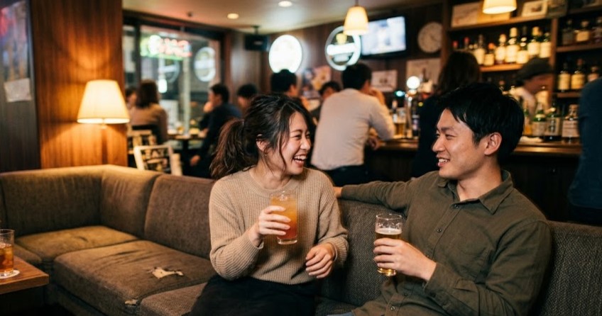 対面ではなく“横並びに座れる店”を選ぶシーンのイメージ写真